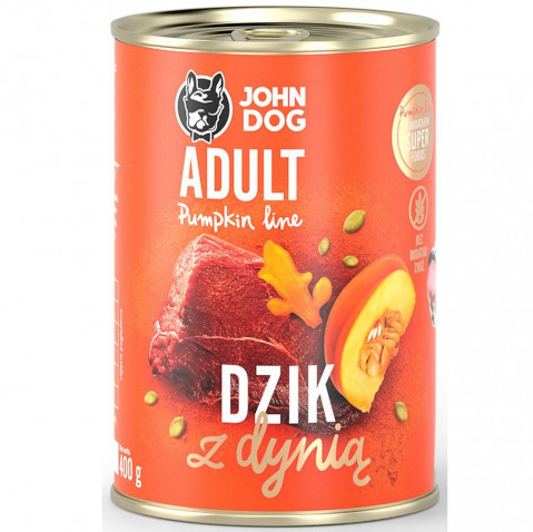JOHN DOG Pumpkin Line Adult Monoprotein Wild Boar with pumpkin - Nassfutter für Hunde - 400g - Fotogalerie 1