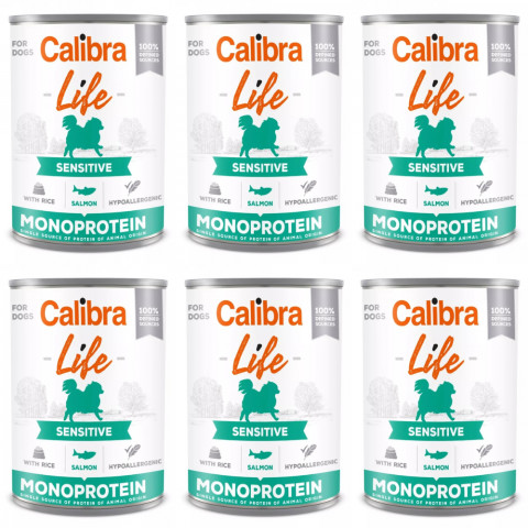 CALIBRA Dog Life Sensitive Lachs mit Reis – Nassfutter für Hunde – 6×400g - Fotogalerie 1
