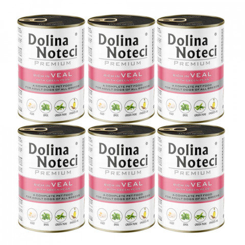 DOLINA NOTECI Premium Reich an Kalbfleisch mit grünem Erbsen – Nassfutter für Hunde – 6×400 g - Fotogalerie 1