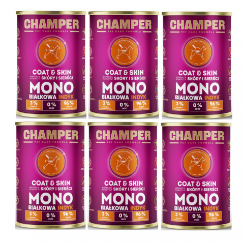 CHAMPER Coat & Skin Monoprotein Lachs – Nassfutter für Hunde – 6×400 g - Fotogalerie 1
