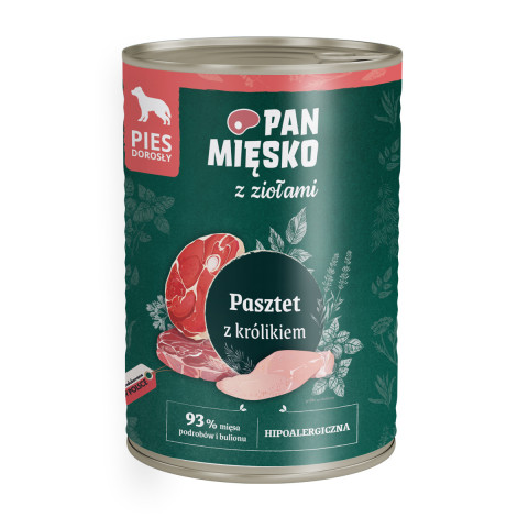 PAN MIĘSKO with Herbs Rabbit Pate - Nassfutter für Hunde - 400g - Fotogalerie 1