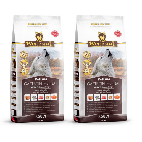 WOLFSBLUT VetLine Gastrointestinal Duck - trockenfutter für Hunde - 2x12kg - Fotogalerie 1