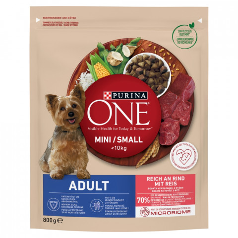  PURINA One Mini Adult Rindfleisch, Reis - Hundetrockenfutter - 800 g - Fotogalerie 1