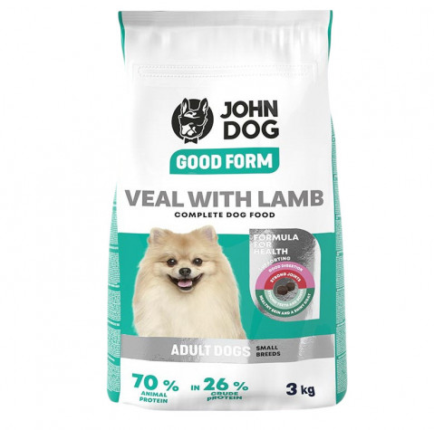JOHN DOG Good Form Small breeds Veal with lamb - trockenfutter für Hunde - 3kg - Fotogalerie 1