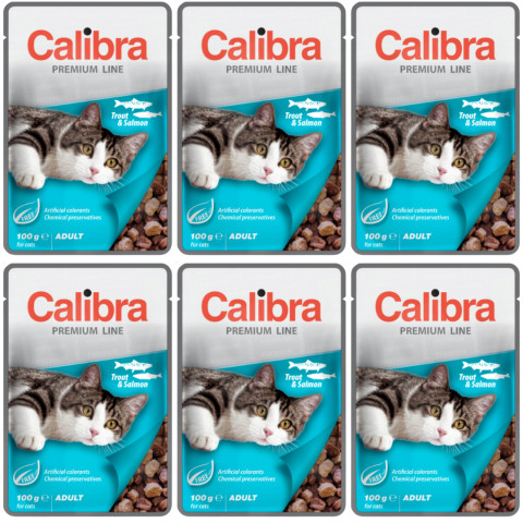 CALIBRA Cat Premium Adult Trout & Salmon - Nassfutter für Katzen - 6x100g - Fotogalerie 1