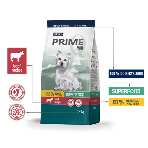 PUPIL Prime Mini Rich in beef with liver - trockenfutter für Hunde - 1,4kg - Fotogalerie 2