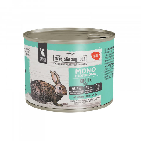 WIEJSKA ZAGRODA Rabbit monoprotein for kittens - nassfutter für Katzen - 200g - Fotogalerie 1