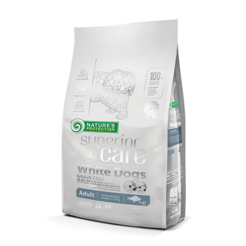 NATURE'S PROTECTION Superior Care White Dogs Grain Free Adult Small Białoryba – Trockenfutter für Hunde – 1,5 kg - Fotogalerie 1
