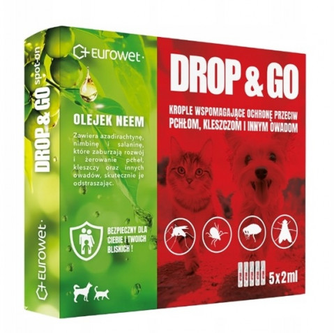 EUROWET Drop&Go Spot-on – Tropfen gegen Flöhe und Zecken für Hund und Katze – 5x2 ml - Fotogalerie 1