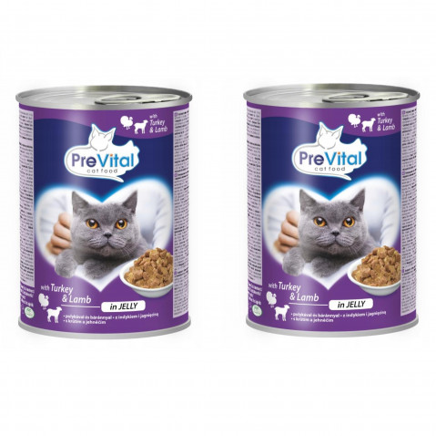 PREVITAL Turkey with lamb in jelly - nassfutter für Katzen - 2x415g - Fotogalerie 1