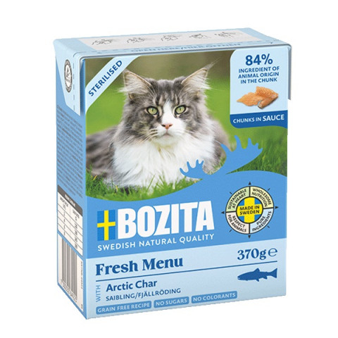BOZITA Sterilised kawałeczki w sosie z pstrągiem - mokra karma dla kota - 370g + GRATIS! - Fotogalerie 3