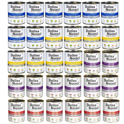 DOLINA NOTECI Premium MIX 4 Geschmacksrichtungen – Nassfutter für Hunde – 30×800g - Fotogalerie 1