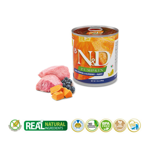 FARMINA N&D Pumpkin Dog Lamb, Pumpkin, Blueberry Puppy – Nassfutter für Welpen – 24x285g - Fotogalerie 2