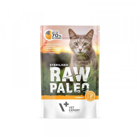 RAW PALEO Adult Cat Sterilised Turkey – Nassfutter für Katzen – 100 g - Fotogalerie 1
