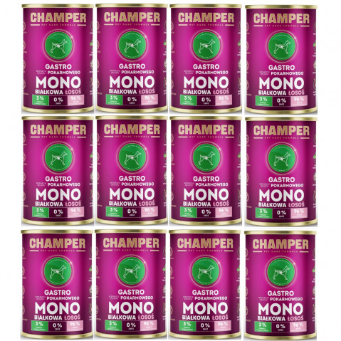 CHAMPER Gastro Monoprotein Lachs – Nassfutter für Hunde – 12×400 g - Fotogalerie 1