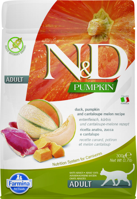 FARMINA N&D Pumpkin Cat Duck and Cantaloupe Melon Adult - Trockenfutter für Katzen - 300 g - Fotogalerie 1