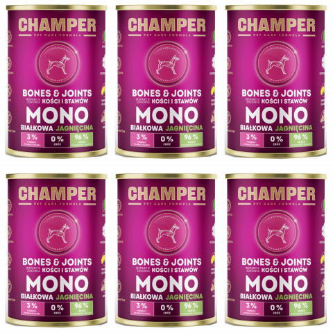 CHAMPER Bones & Joints Monoprotein Lamm – Nassfutter für Hunde – 6×400 g - Fotogalerie 1