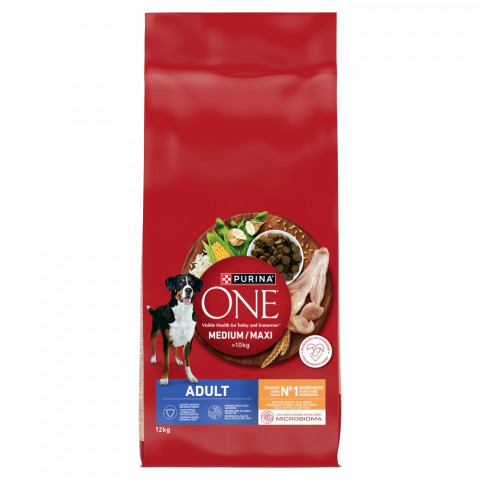 PURINA One Adult Medium/Maxi Rich in chicken with rice - trockenfutter für Hunde - 12kg - Fotogalerie 1