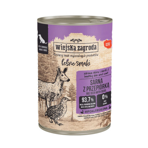 WIEJSKA ZAGRODA Forest Flavours Roe deer with a quail - Nassfutter für Hunde - 400g - Fotogalerie 1