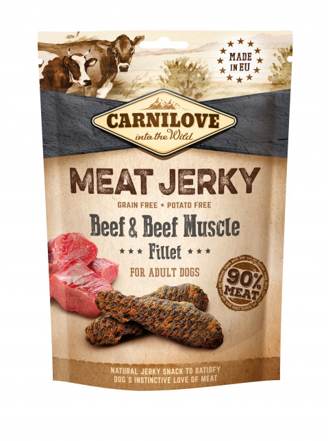 CARNILOVE Meat Jerky Beef & Beef muscle fillet - leckerli für hunde - 100g - Fotogalerie 1