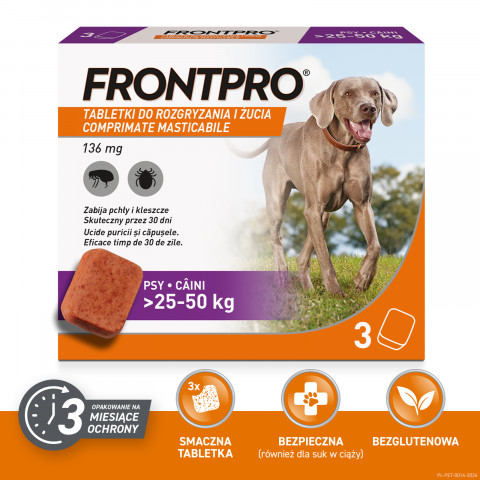 FRONTPRO Floh- und Zeckentabletten für Hund (>25-50 kg) - 3x 136mg - Fotogalerie 1