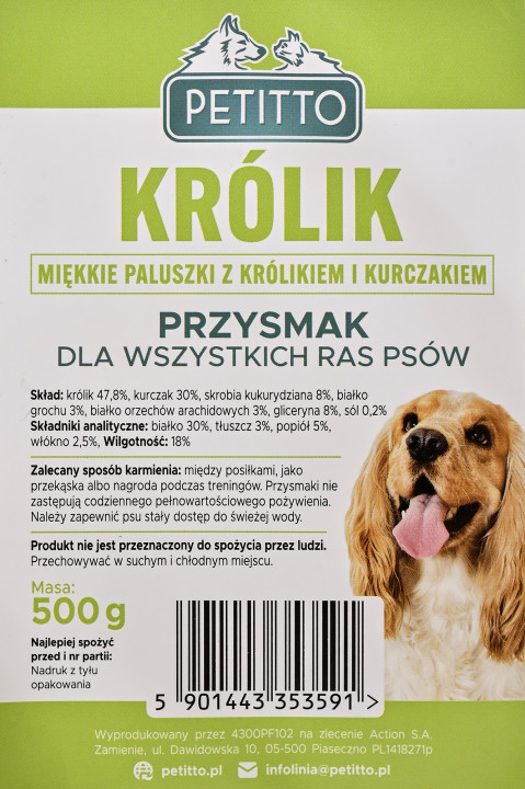 PETITTO Soft rabbit fingers - leckerli für hunde - 500g - Fotogalerie 4