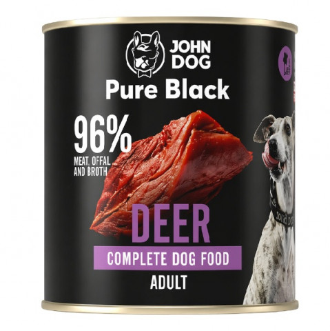 JOHN DOG Pure Black Hirsch - Nassfutter für Hunde - 800g - Fotogalerie 1