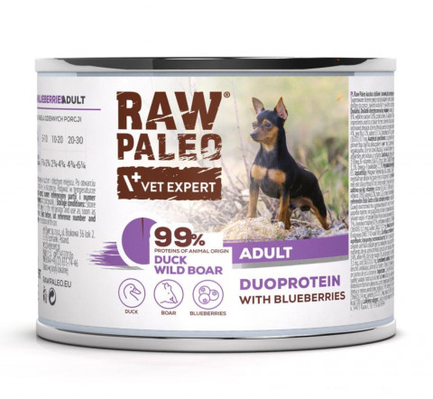 RAW PALEO Duoprotein Duck & Boar Adult - Nassfutter für Hunde - 200g - Fotogalerie 1