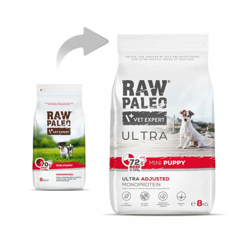 RAW PALEO Ultra Mini Puppy Beef - Trockenfutter für Welpen kleiner Rassen - 8 kg - Fotogalerie 6