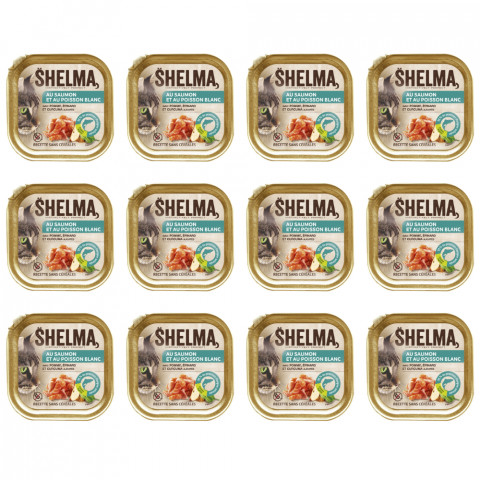 SHELMA Salmon and white fish pate - nassfutter für Katzen - 12x100g - Fotogalerie 1