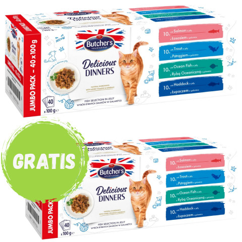 BUTCHER'S Delicious Dinners Jumbo Pack Mix Fish selection in jelly - nassfutter für Katzen - 40 x 100g - Fotogalerie 1