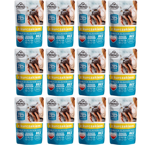 FRENDI Stückchen in Soße mit Huhn - Nassfutter für Katzen - 12x100g - Fotogalerie 1