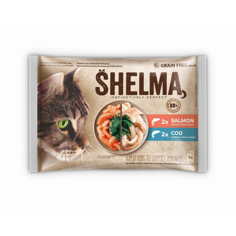 SHELMA with salmon and cod in sauce - nassfutter für Katzen - 4x85g - Fotogalerie 1