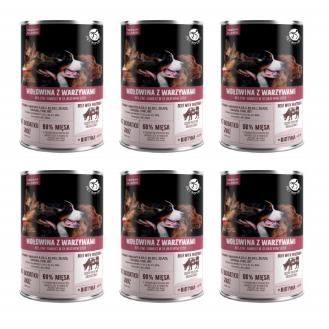 PET REPUBLIC Adult Medium & Large Rind mit Gemüse - Nassfutter für Hunde - 6x1250 g - Fotogalerie 1