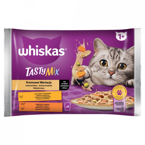 WHISKAS Tasty Mix Chicken and Vegetable, Lamb and Turkey - Nassfutter für Katzen - 4 x 85g - Fotogalerie 1