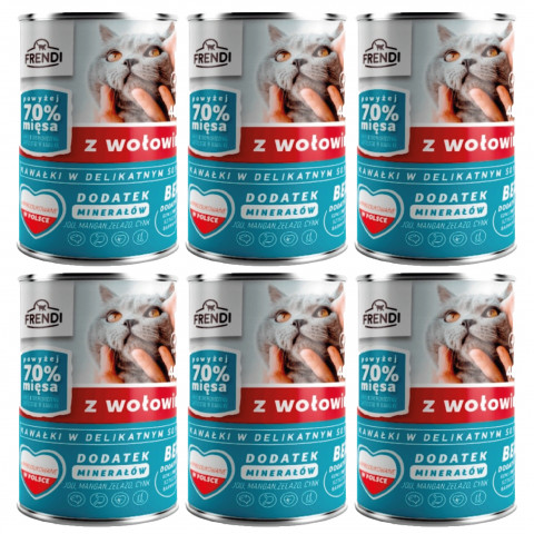 FRENDI mit Rindfleisch Stückchen in feiner Soße – Nassfutter für Katzen – 6x400g - Fotogalerie 1