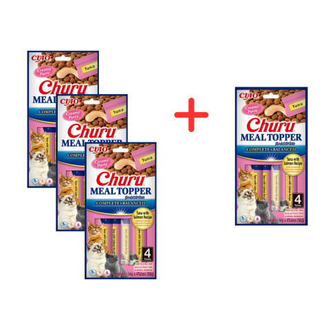 INABA Churu Meal Topper Tuńczyk z łososiem - przysmak dla kota - 3x(4x14g) + 4x14g GRATIS! - Fotogalerie 1