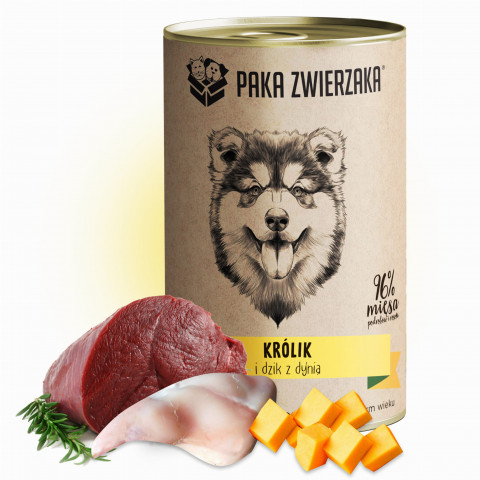 PAKA ZWIERZAKA Rabbit and boar with pumpkin - Nassfutter für Hunde - 400g - Fotogalerie 2