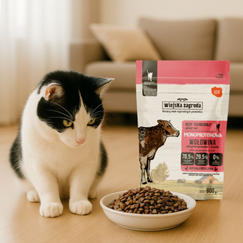 WIEJSKA ZAGRODA Monoprotein Beef - trockenfutter für Katzen - 800g - Fotogalerie 4