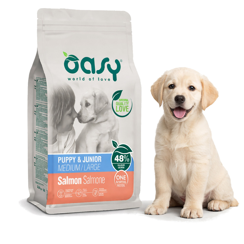 OASY One Animal Protein Puppy & Junior Medium/Large Salmon - trockenfutter für Hunde - 12kg - foto 2