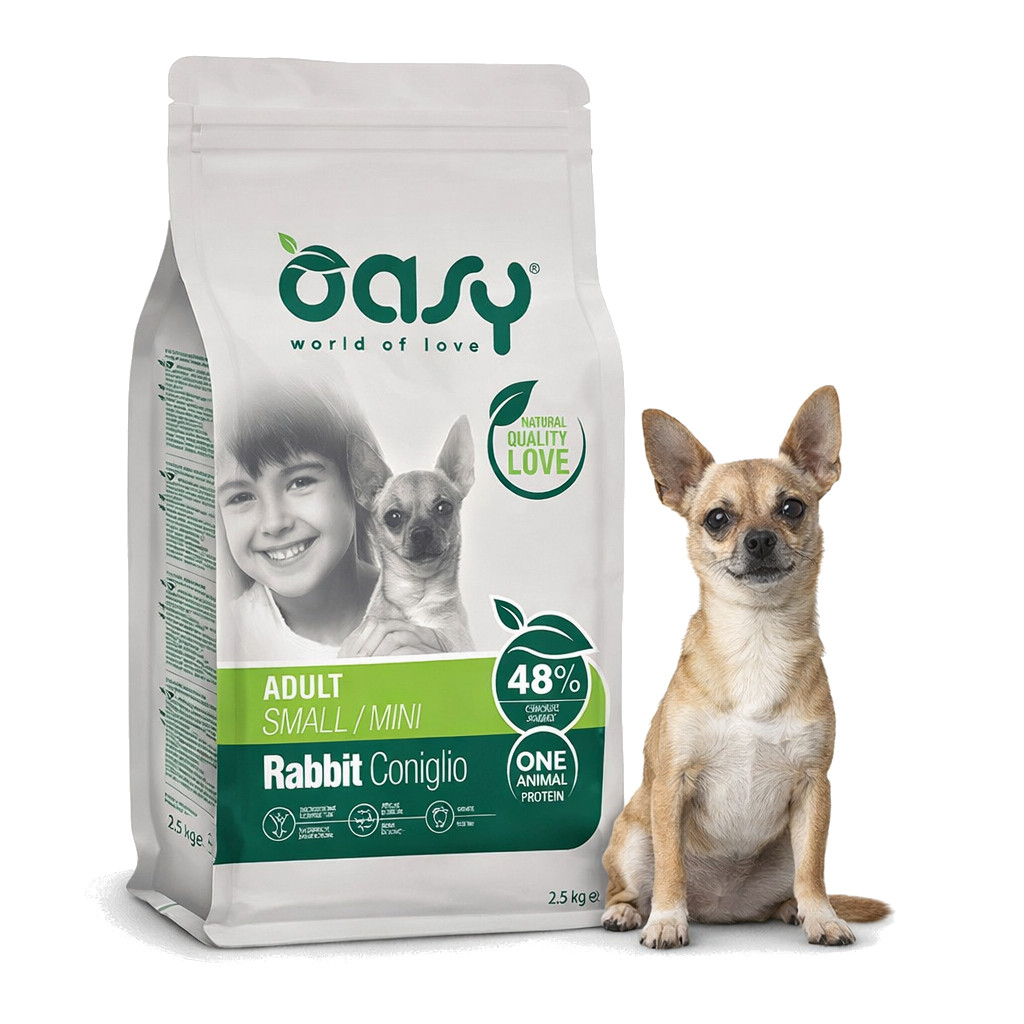 OASY One Animal Protein Adult Small/Mini Rabbit - trockenfutter für Hunde - 2,5kg - foto 2