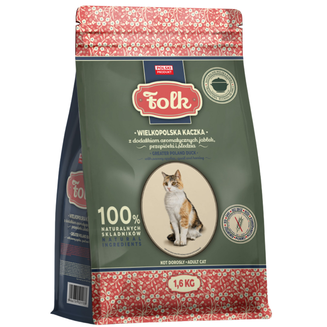 FOLK Greater Poland duck with apples, quail and herring - trockenfutter für Katzen - 1,6kg - foto 1