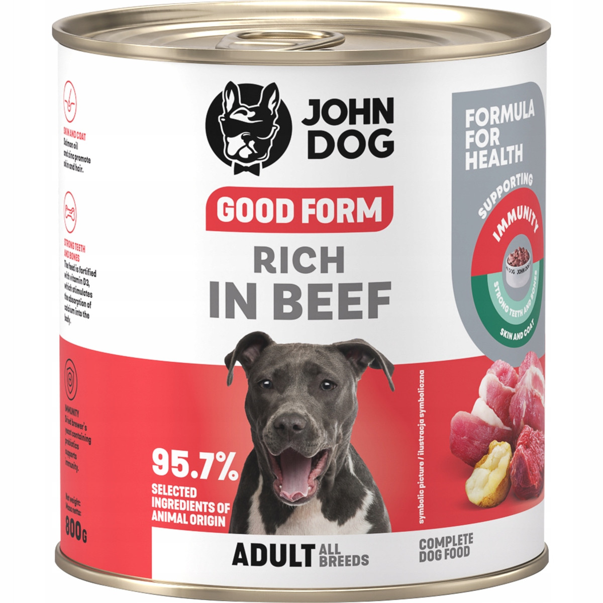 JOHN DOG Good Form Rich in beef - Nassfutter für Hunde - 800g - foto 1