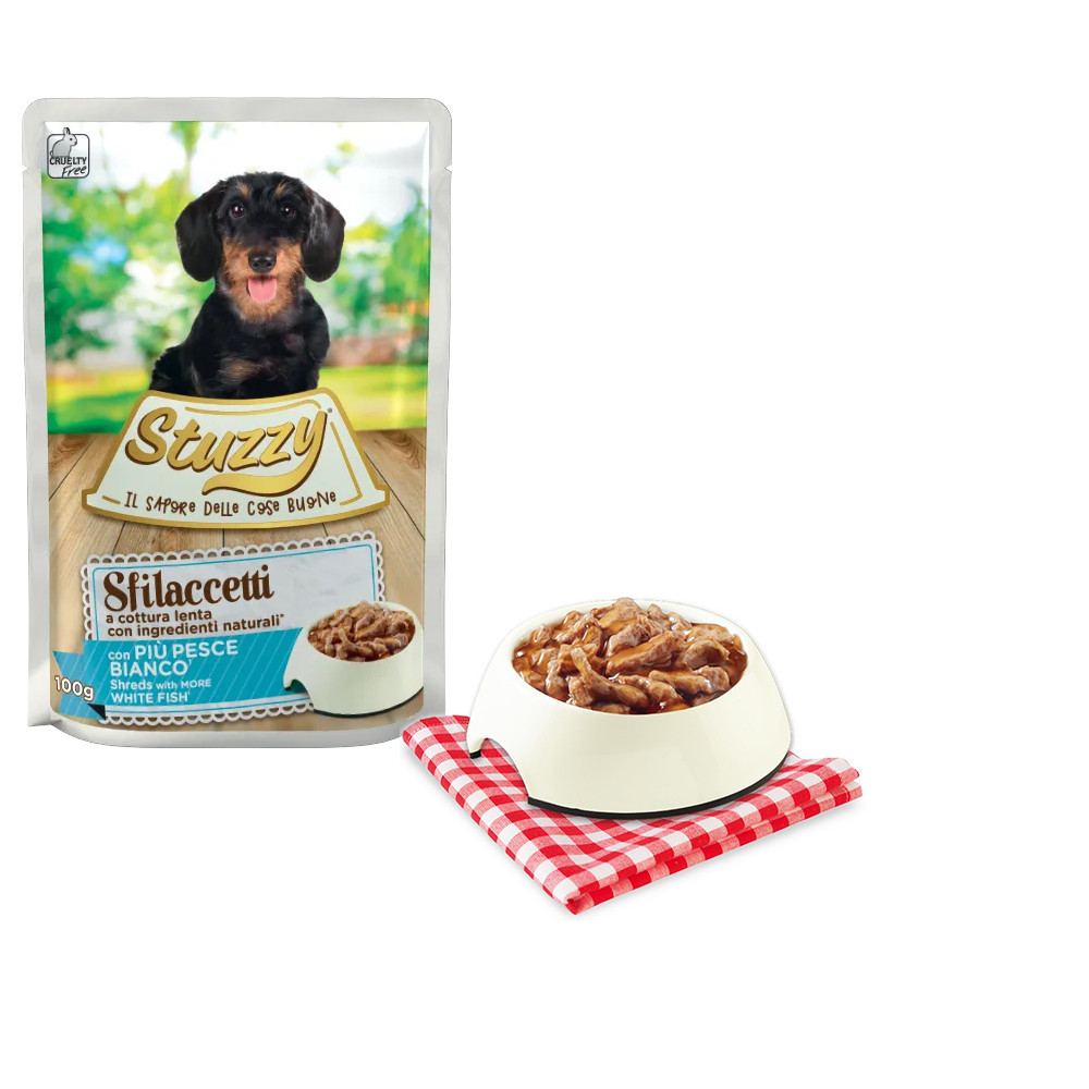 STUZZY Sfilaccetti mit weißem Fischfleisch – Nassfutter für Hunde – 100 g - foto 1