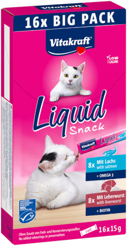 VITAKRAFT Liquid Snack Leber mit Lachs – Leckerbissen für Katzen – 16x15g - foto 1
