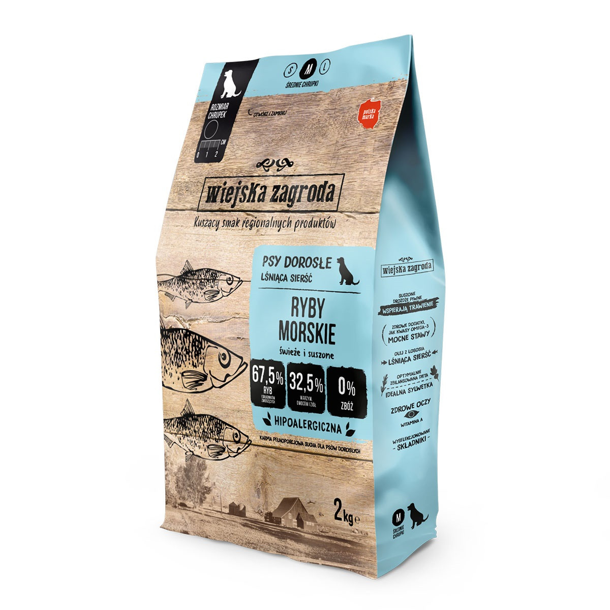 WIEJSKA ZAGRODA Marine Fish M - trockenfutter für Hunde - 2kg - foto 1