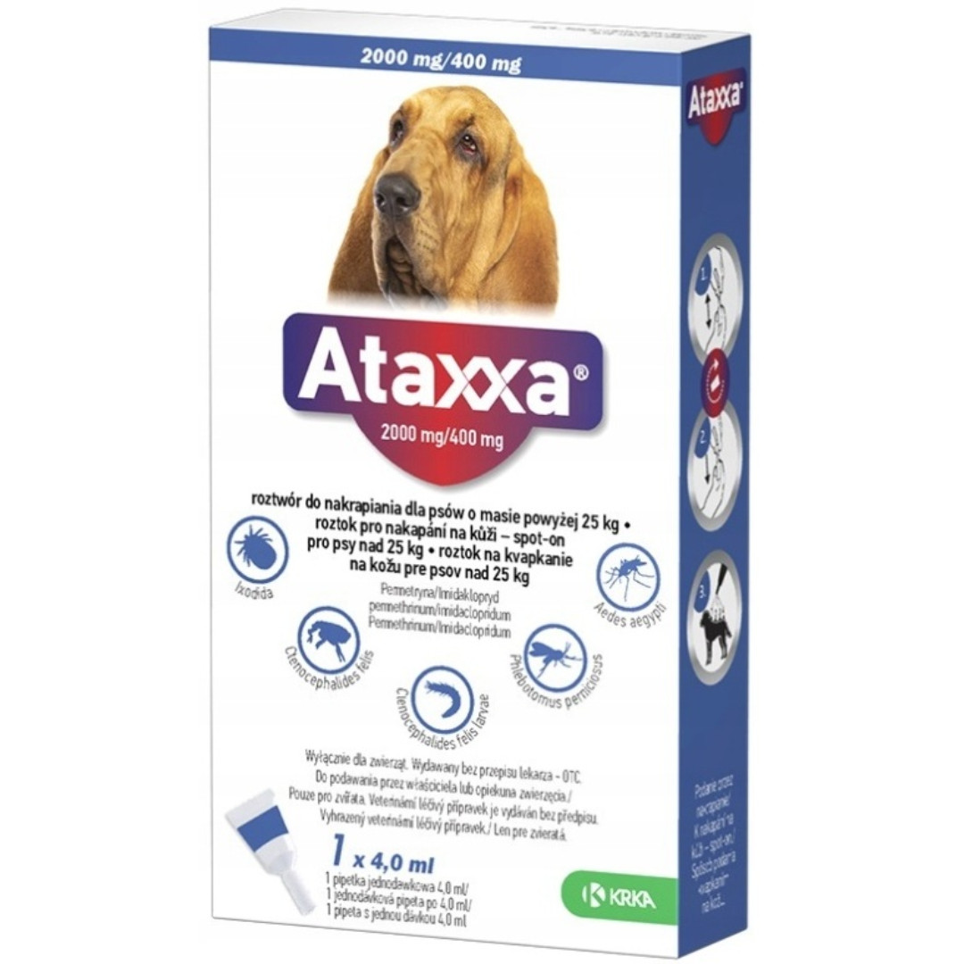 ATAXXA 2000mg/400mg (25- 40 kg) - tropfen gegen flöhe und zecken für hunde – 1x4ml - foto 1