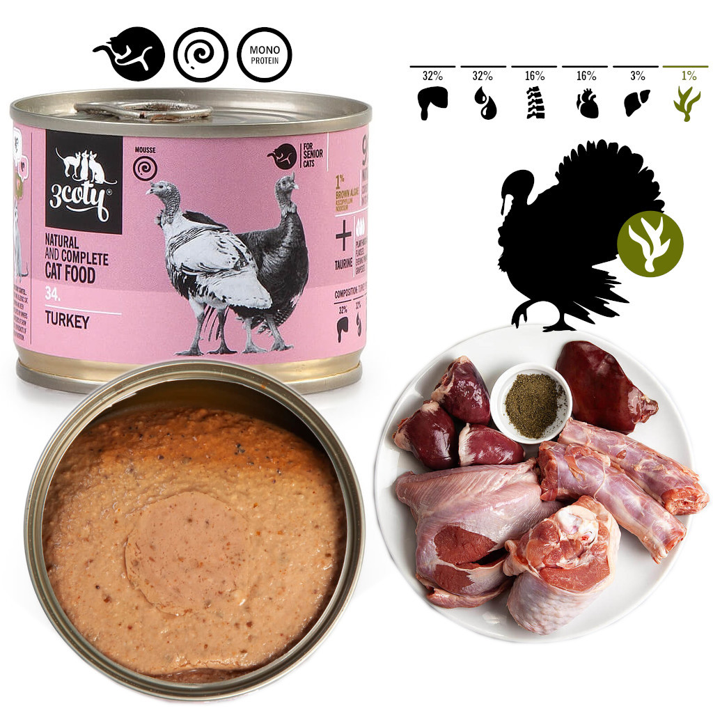3COTY 34. Turkey Senior - nassfutter für Katzen - 12x180g - foto 2