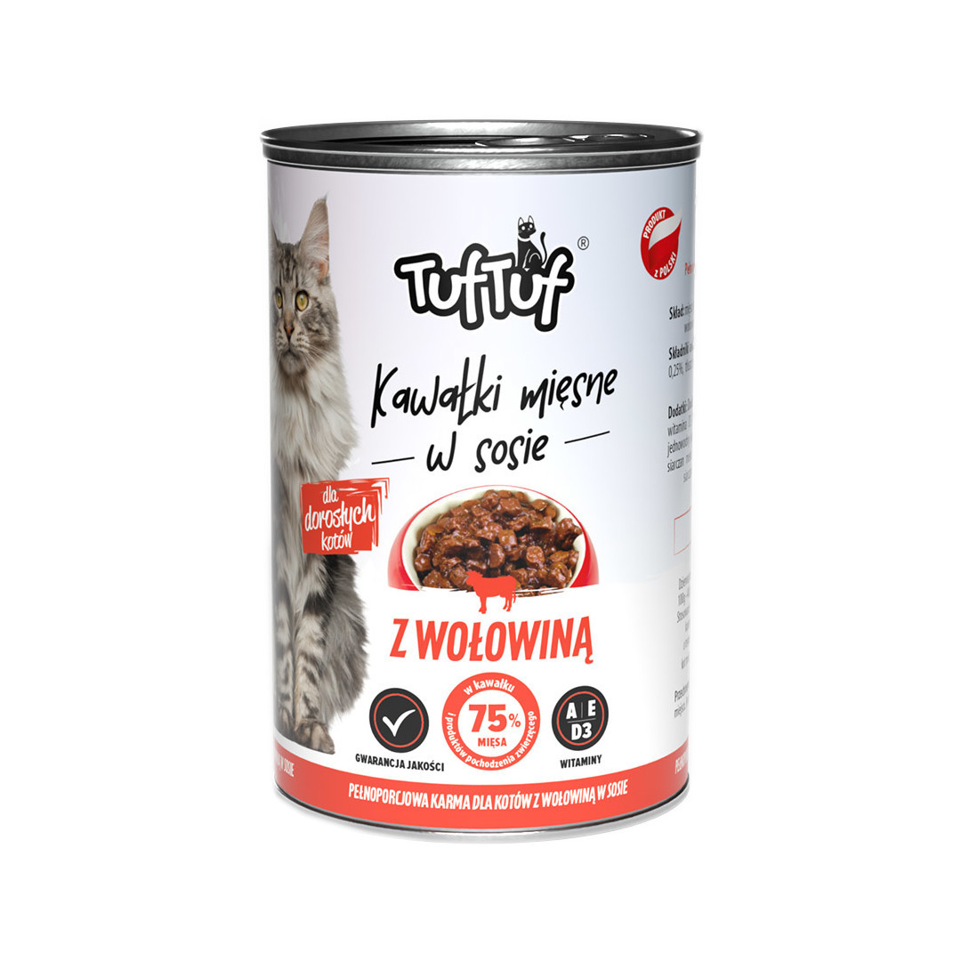 Tuf Tuf Fleischstücke MIX-Geschmacksrichtungen - Nassfutter für Katzen - 12x415g - foto 8