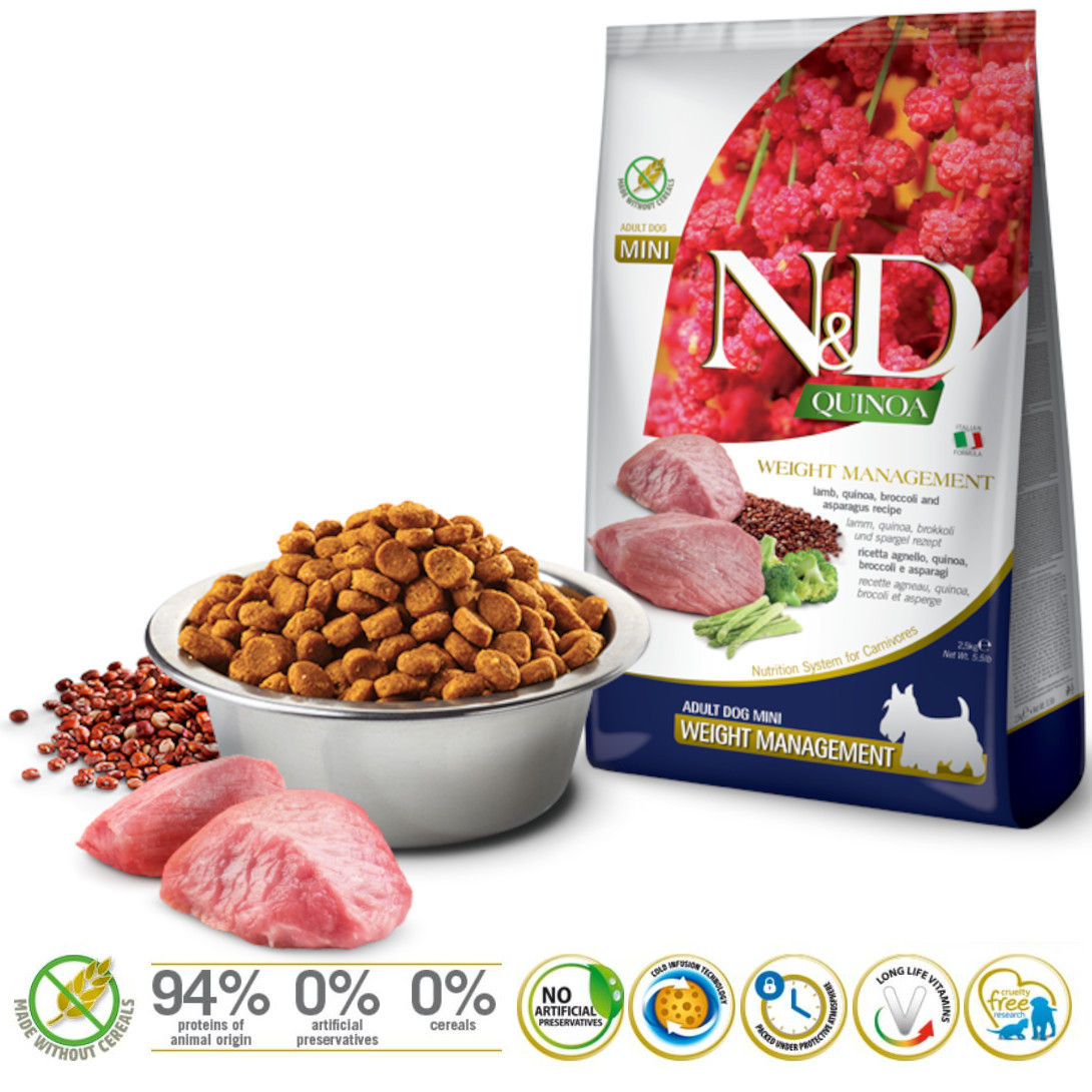 FARMINA N&D Quinoa Dog Weight Management Lamb Adult Mini - Trockenfutter für Hunde - 2.5 kg - foto 1